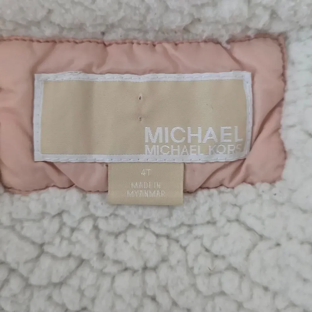 Michael Kors Toddlers GIRLS Pink Puffer Fleece Lined Hooded Jacket 4T - Picture 6 of 7